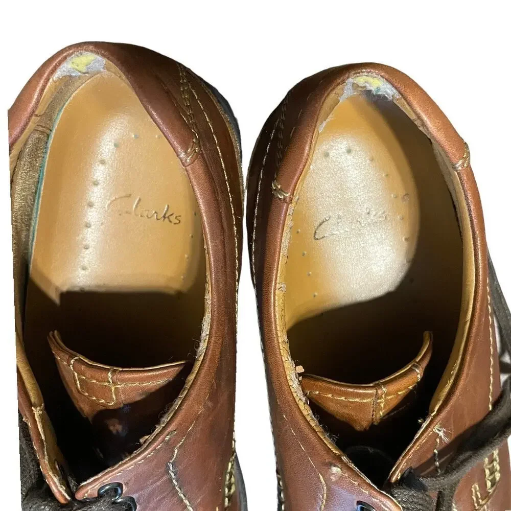 Clarks Mens Brown Leather Colson Over Oxford Dress Casual Sz 12